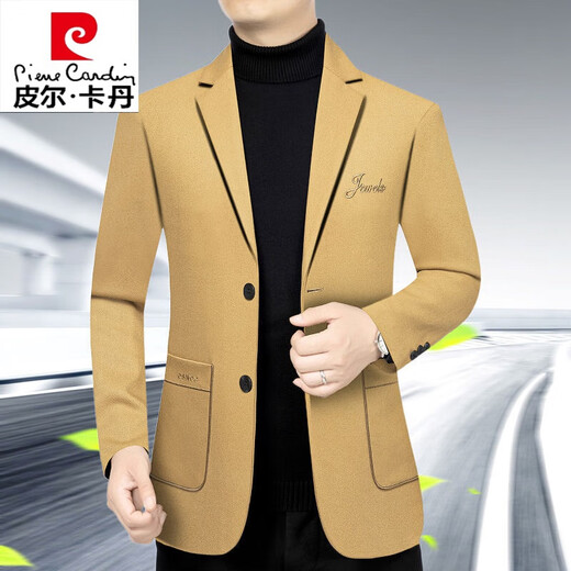 Pierre Cardin High-End Wolle Casual Anzug Männer Slim Business Anzug Jacke Herren Frühling und Herbst mittleren Western Kleidung Ziegelstein Red 170/88a