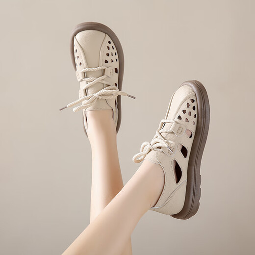 
LINGLI women's sandals for women 2025 new summer breathable stymie pregnant women wear bags and skirt sandals hole shoes 689 meters white 35