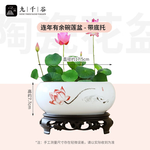Jiuqianggu Céramique Pot de fleur narcisse bassin eau Lily bol lotus cuivre herbe hydroponique hydroponique fleurs d'élevage de fleurs de fleurs vertes pot avec base 3888