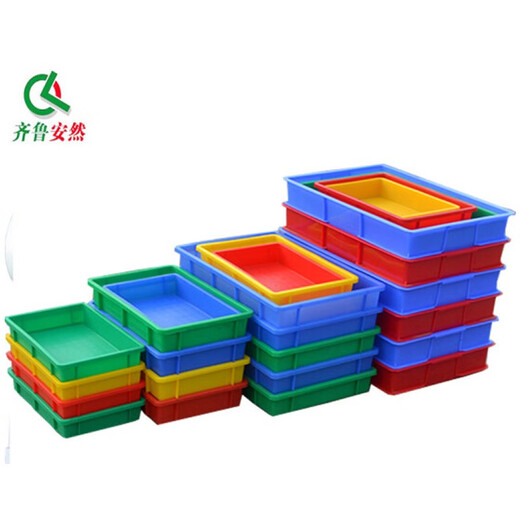 Qilu Anran Plastic turnover box Logistics box Assembly line storage box Food tray Part box Square tray Glue box Plastic basket Glue basket Breeding tray Square tray Blue No. 5 450*295*55mm