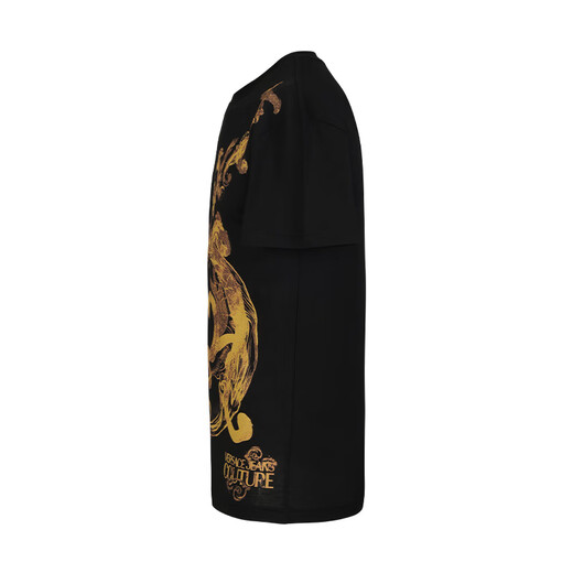VERSACE JEANS COUTURE奢侈品男装范思哲男装男士简约圆领T恤短袖 11979礼物 黑色 2XL