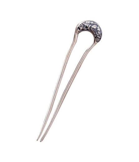 Nanzhi Rich Peony S925 Yintai Silver U-shaped long hairpin, retro carved hairpin, classical Hanfu cheongsam hairpin, Rich Peony Hairpin (length about 17cm)