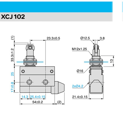 Original Schneider Electric XCJ102C travel switch limit switch micro switch roller long and short rod one open and one closed 10A 250V XCJ-102C replaces D4MC-5020 AZ7311