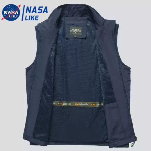 NASALIKE男士马甲2025夏季休闲透气钓鱼马夹外套青中老年速干背心男款坎肩 藏青 XL 建议140-155斤