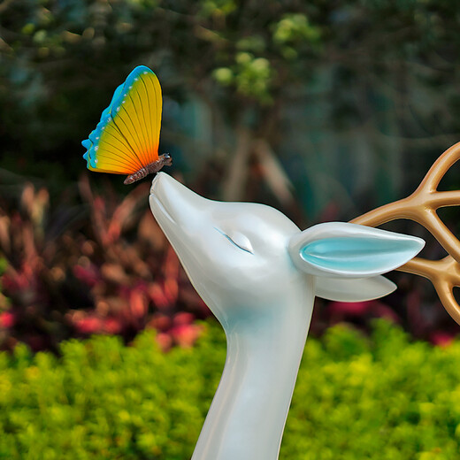 Fiberglass abstract sika deer sculpture ornaments sales department lawn meadow decoration community garden landscape decoration white lying deer