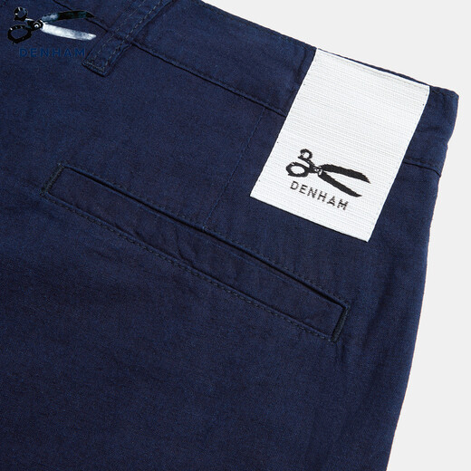 DENHAM men's new retro trendy fashion simple blue cotton linen blend cropped pants loose men's pants casual carrot pants BLUE M 170/74A
