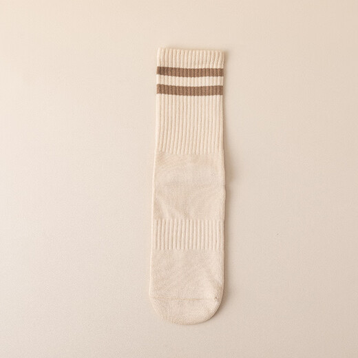 LULULMCCTN yoga socks, professional silicone non-slip, comfortable and breathable mid-calf socks, Pilates fitness socks, coffee color, one size fits all