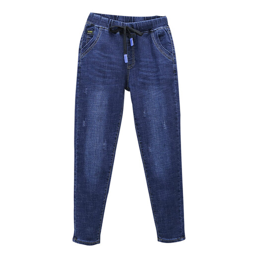 
Zhidou Dou Dou's extra-large plus velvet thickened fat sister autumn and winter large size jeans special women's elastic waist new style 200 Jin [Jin equals 0.5 kg] high waist plus 9923 blue regular version L 100-115 Jin [Jin equals 0.5 kg]