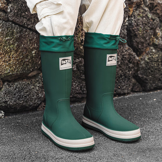Bottes de pluie Xili pour les femmes avec des bottes de pluie non glissantes à tube élevé pour les nouvelles chaussures étanches à haut haut pour hommes pour couples adultes japonais semelles doux chaussures de caoutchouc tendance vert 37
