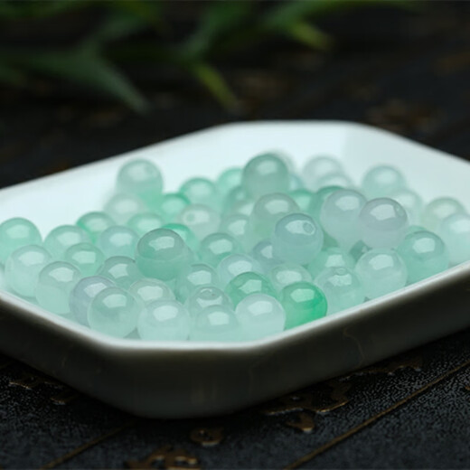 Jinran ice jade loose beads, natural light green Bashan jade beads, semi-finished men's and women's bracelets and necklaces, 6mm selected 50 pieces