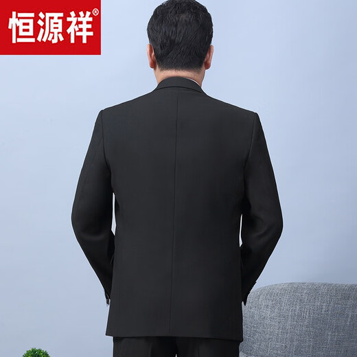 Hengyuanxiang suit suit for middle-aged men and dad, wedding dress, 40-50 years old, middle-aged and elderly spring and autumn three-button casual suit, gray jacket + pants, belt, 195/5XL size (180-205)