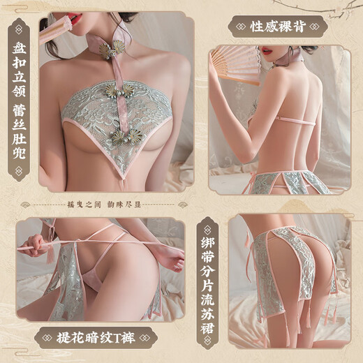 Feimu lingerie sexy lit féminin jeune femme cheongsam slit tentation sexy pyjamas bataille robe uniforme séduisant coin japonais fantôme imprimé kimono set 6628