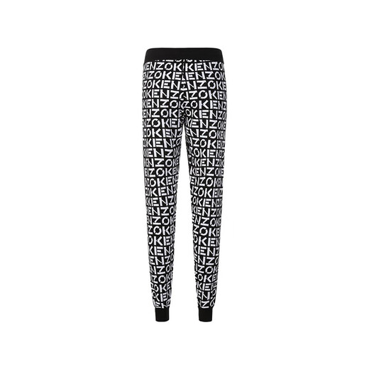 
Kenzo Takada (KENZO) Women's Cotton/Nylon Knitted Casual Pants Trouble Pants Trousers Gift for Women FC5 2PA691 3SC 99 Black and White LOGO Jacquard L