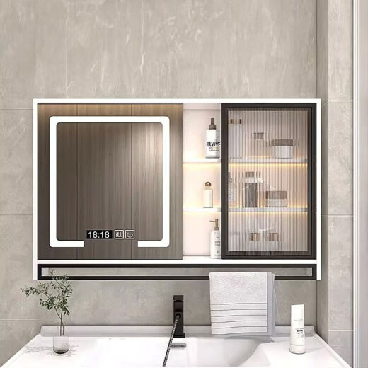 Texiluo bathroom mirror cabinet, toilet mirror box, bathroom storage cabinet, separate wall-mounted mirror storage rack, kitchen and bathroom pendant 60 gray ordinary Changhong glass with paper [not the main picture]
