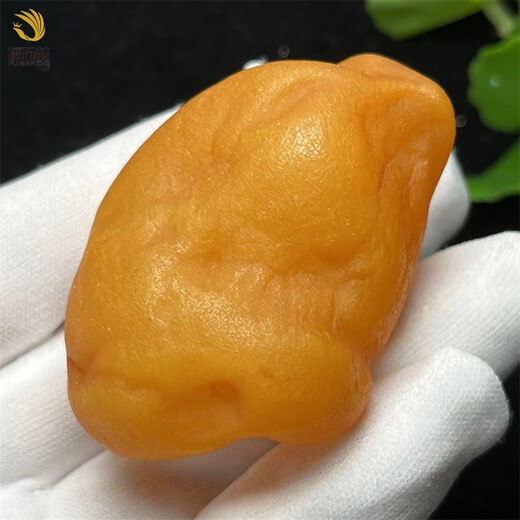 Fuwanzhe Natural Amber Beeswax Full Leather Handle Piece Baltic Amber Sea-Drifted Seed Material Featured Rough Stone 38.87g