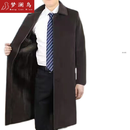 Parker pour un manteau de mi-longueur et hivernal de la longueur de la longueur et hivernale pour le vent pour les personnes moyennes et âgées manteau épaissie de papa avec un manteau épaissis en velours plus en velours avec collier de laine sur un manteau en coton allongé au genou avec un collier de laine long XL 125-140jin [Jin égal à 0,5 kg]