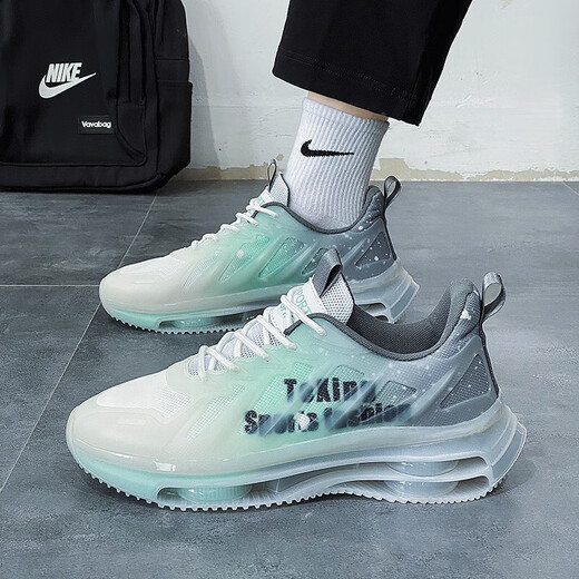 
GUQIAN men's shoes 2025 new sports and leisure running cushion shock-absorbing junior high school students' height-enhancing dad shoes trendy shoes for men TK757 gray-green 43 (265mm)