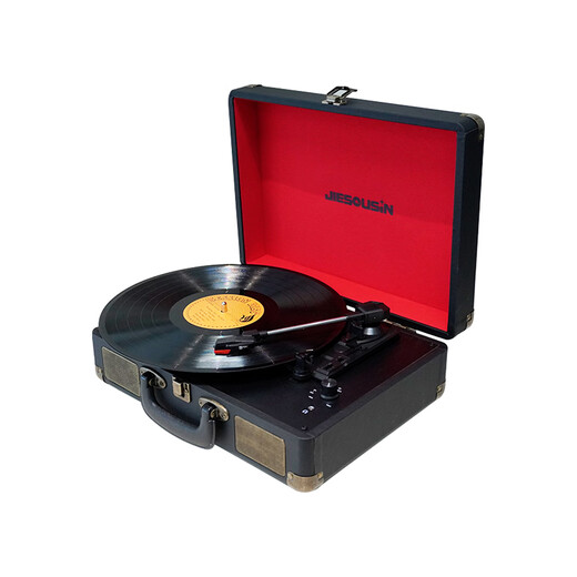 Xinku gives away records/gift bags, vinyl record player, retro gramophone, integrated audio, Bluetooth speaker, living room, European style housewarming, wedding, old-fashioned ornaments, table, birthday gift, classic version, black and red + stylus + wireless Bluetooth HIFI sound quality