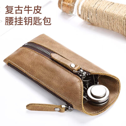 Bolsa de automóvil de canguro (canguro) universal gran capacidad de cuero genuino bolso de llave cremallera masculina masculina de mascotas múltiples función de cintura para cintura negro negro
