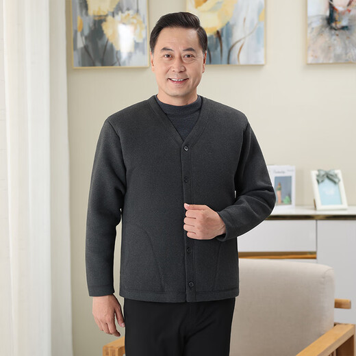 Xiyuhan Sheep Sheepskin Cotton Jacket Men's Autumn and Winter Warm Cotton Clothes for Middle-aged and Elderly Fur One-piece Genuine Leather Thickened Jackets Winter Cotton Clothes Gray XL