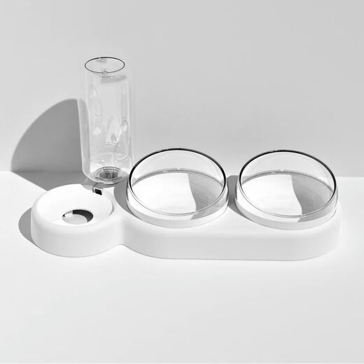 Huamei Chinchilla Bowl Double Bowl Dog Bowl Protects Cervical Vertebra Automatic Drinking Bowl Anti-Tip Cat Food Dog Rice Bowl Dog and Cat Supplies Dry and Wet Separation 2 Bowls 1 Water - Dream Powder Only 9 left 2 bowls 1 water *Food grade material_Automatic drinking water