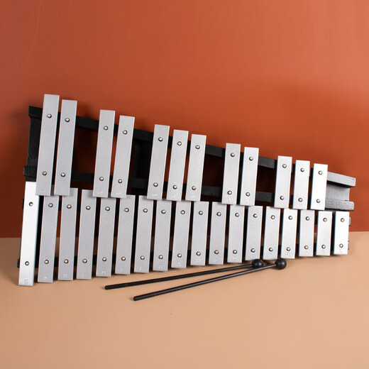 
Qimei 37 small carillon 30-tone piano percussion instrument Marimbaqin Orff aluminum plate piano kindergarten 15-tone piano 37-tone aluminum plate piano + black X bracket Dubbing note sticker