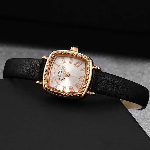 IBSO (IBSO) Top-Ten-Markenuhren für Damen, britische Studentenuhren aus Stein, Geburtstagsgeschenke für Freundinnen und Ehefrauen, 9226 ganz gold-schwarzer Gürtel, importiertes Uhrwerk