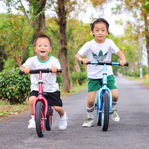 飞鸽（PIGEON）儿童平衡车滑步车幼儿学步车小孩滑行车单车14寸充气轮酒红色