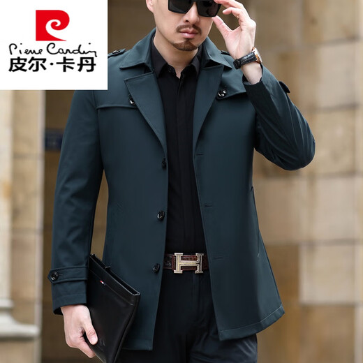Pierre Cardin light luxury high-end autumn new windbreaker men's short style trendy middle-aged autumn business casual mid-length coat thin knitted 8810 black mid-length 170/M (90-120Jin Jin is equal to 0.5 kg)