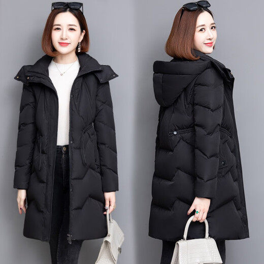 Qiaotingduo down jacket for women in mid-length winter new style over-knee brand thickened white duck down jacket new national standard park 9913 khaki L (recommended 110-125 Jin [Jin equals 0.5 kg])