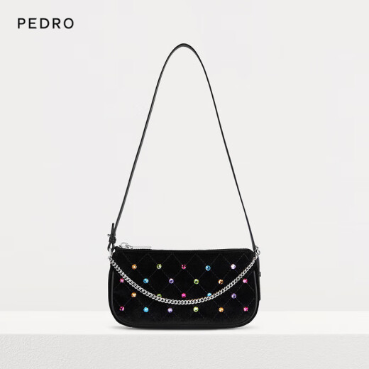 Pedro gem chain long wallet hand hold one shoulder armpit underarm women's bag PW4-66500012-1 Black S