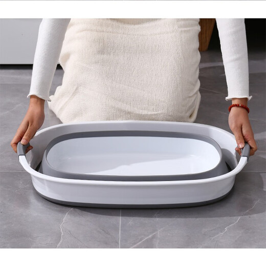HICLAW pet bath basin, special bathtub for cats, cat bath basin, small dog bath bucket, anti-run cat basin, foldable, gray and white - suitable for 15Jin Jin equals 0.5kg inner cat