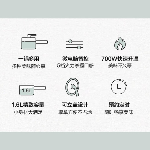 苏泊尔（SUPOR） 小电锅宿舍小锅 1.6L容量一体小火锅 一人食 电炒锅 电热锅 电煮锅 多功能用途锅 学生泡面电火锅 H20YC841A【1.6升容量 上蒸下煮】