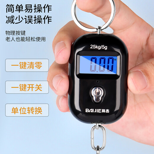 Baijie portable electronic scale portable portable scale mini electronic scale spring hook scale weighing vegetables weighing high-precision luggage scale