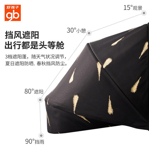 Good kids (GB) stroller carbon fiber light folding newborn high landscape baby trolley 0-3 years old for GB826/A1000 [Sitting + sleeping basket split] GB826 Black Swan