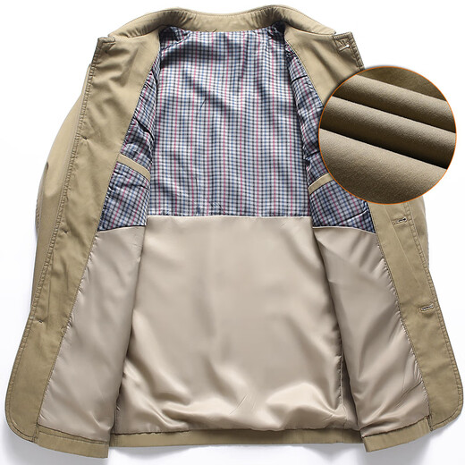 Hengyuanxiang men's windbreaker middle-aged men's windbreaker short pure cotton casual 40 spring thin dad morning jacket 50 tops Navy JYL-A35 L 175