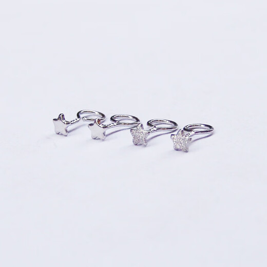 Lotus Pt950 platinum earrings single earring earrings platinum platinum five-pointed star small earrings curved hook glossy small five-pointed star single *0.24g curved hook