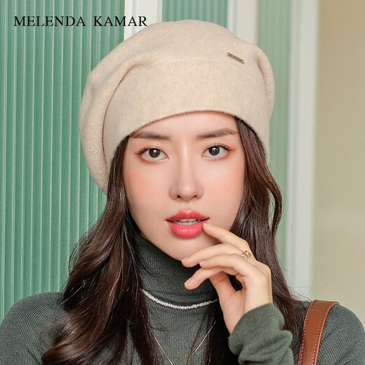 MELENDA KAMAR beret women's autumn and winter Korean style hat warm beanie hat painter's octagonal hat New Year's gift for girls gift box black