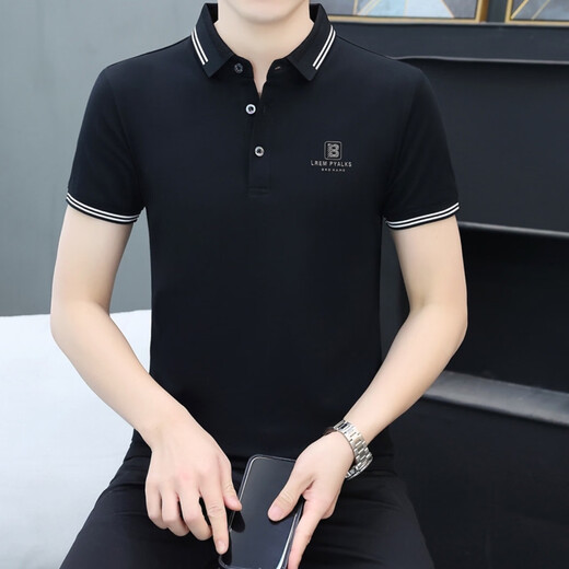 ZZANG / INS LUX LUXE LUXE LUXE MARQUE POLO CHIRT CHIRT CHIRT MEN'S NOUVEAU T-SHIRT BUSING LOBE BUSINE CASBOST COST OFFRY A12356M APPRICOT COLOR 2XL (recommandé 145-165jin [Jin est égal à 0,5 kg]))