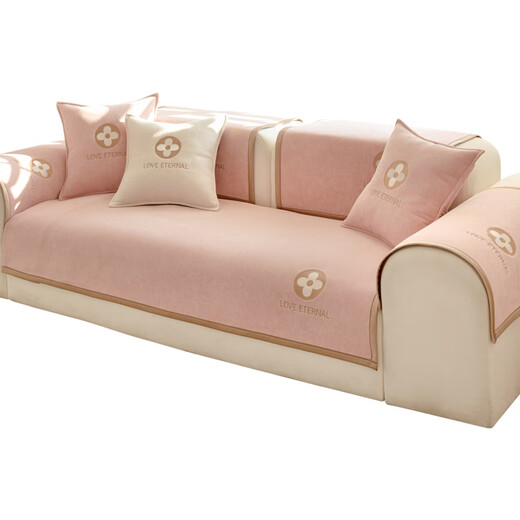 Chenille Sofa Cushion 2023 New Winter Pink Leather Sofa Cover Four Seasons Universal Seat Cushion Non-Slip Cover Sally-Sakura Pink 110*240