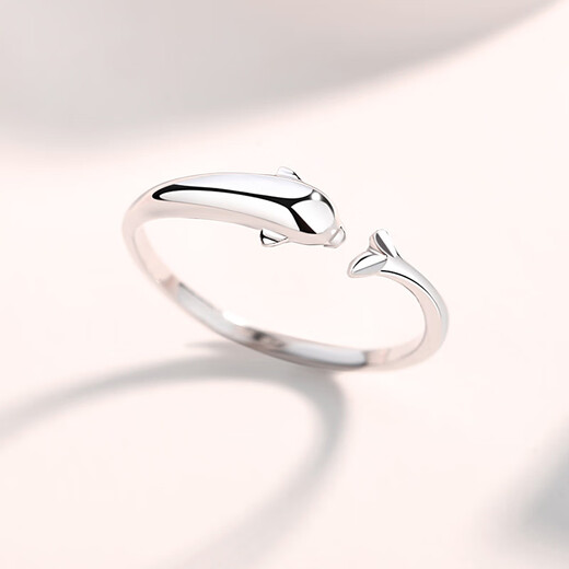 Misu platinum ring for women, PT950 platinum dolphin tail ring, live and adjustable, birthday gift for girlfriend, large size 2.2-2.4g + free engraving