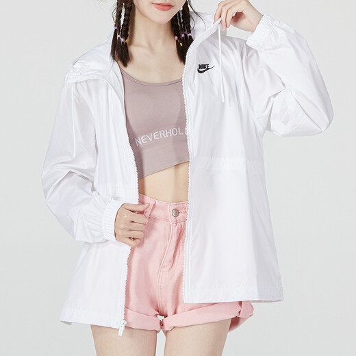 耐克（NIKE） 女装套装 梭织运动服连帽夹克外套收口束脚裤休闲宽松梭织长裤 单件外套/DM6180-100 L/165