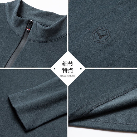 Romon Light Luxury High-end Men's Sweatshirt in Fall and Winter New Fleece Plus Fleece Casual Slim Half Zipper Stand Collar Fleece F39-9898 Camel [regular] M