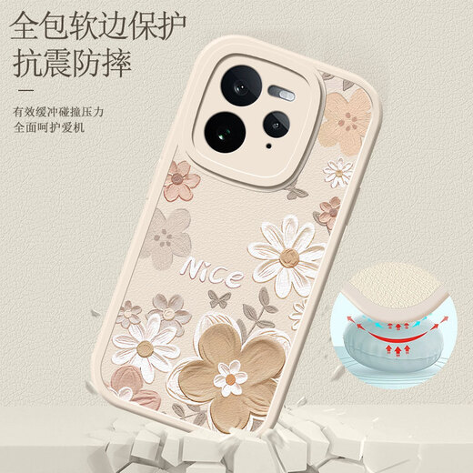 QiAnsheng Realme GT7Pro Case de teléfono móvil Realme nuevo GT7 Pro Caso protectora RMX5010 Silicona Soft Shell Gt Gt All inclusive 7Pro Anti -Fall Case linda Girl [Flor de pintura al óleo - Polvo de arena] Enviar el anillo colgante Realme Realme GT7Pro