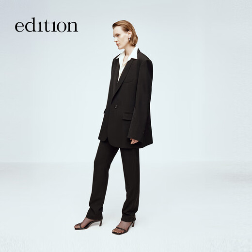 edition【董洁同款】精英衣橱系列青果领围巾西装 黑色 XS 155