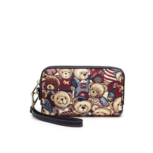 Bear attachment women's bag fashionable woven canvas hand bag long casual portable mobile phone coin purse bag