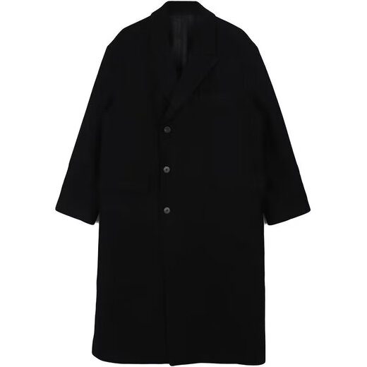 Gxmy autumn and winter new woolen coat men's handsome set of mid-length knee-length woolen windbreaker jacket three-piece set black coat + sweater + suit pants XL