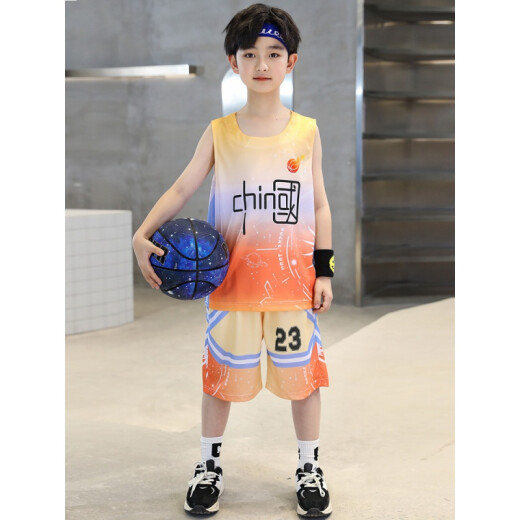 Shengxiao Children's Clothing Boys' Summer Suit Summer Short Sleeves + Shorts Children's Basketball Uniforms Sports Big Children's Two-piece Set TZ22697 Blue Size 120 Recommended Height 110cm