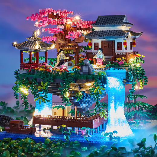 屋妙羽中国杭州西湖积木2024新款中国古风建筑模型高难度巨大型拼装男孩 加大号祈年殿9922亚克力版 送灯光工具