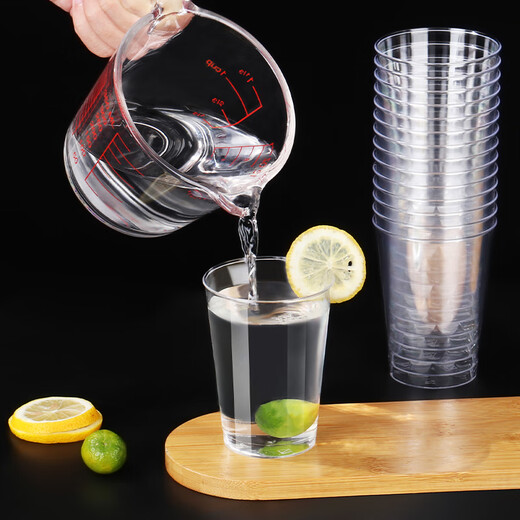Baijie disposable cup 200ml*50 pieces thickened aviation cup straight cup transparent drinking cup hard plastic cup